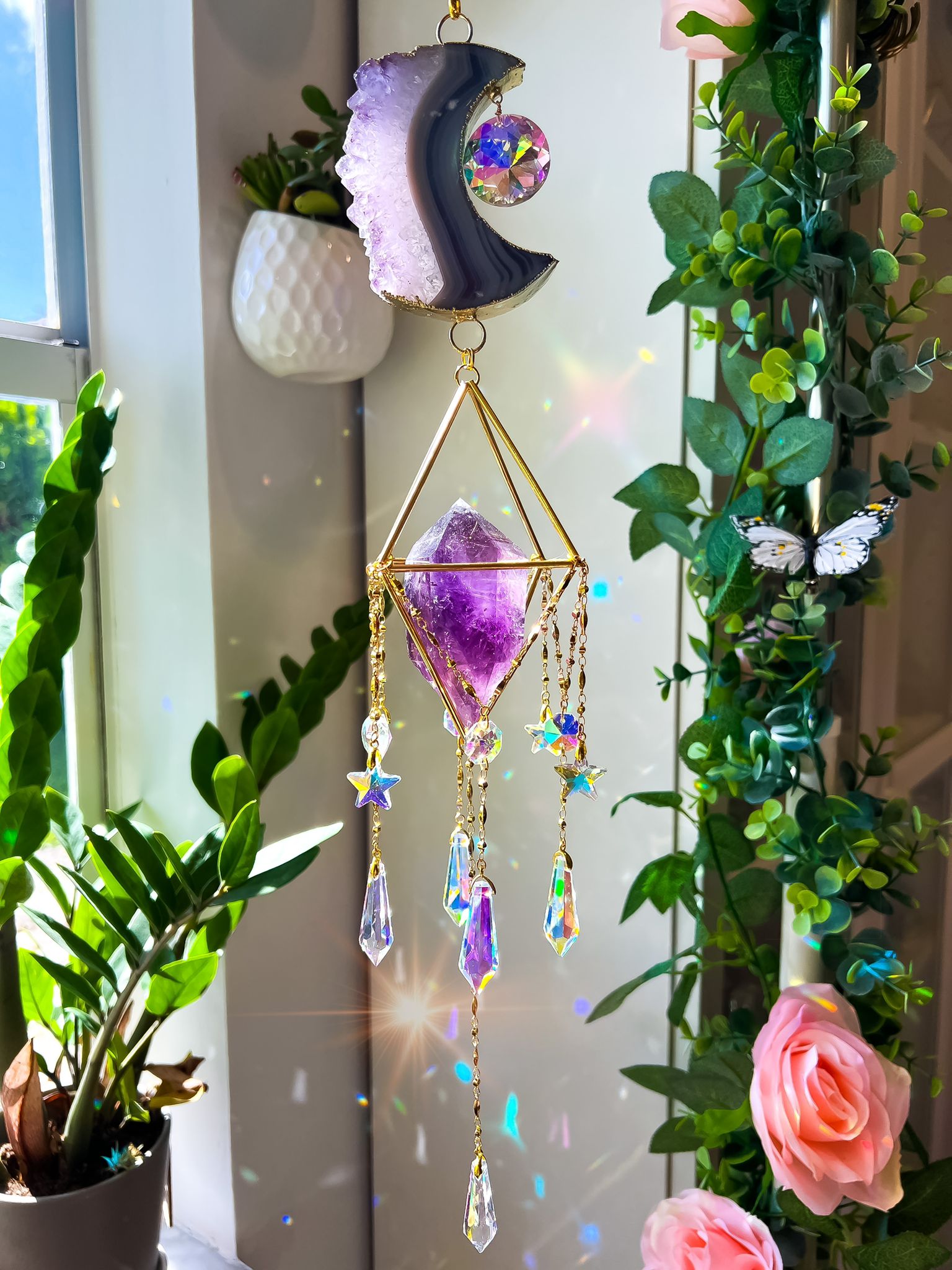 Amethyst on sale moon druzy Suncatcher