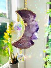 Load image into Gallery viewer, Pre Order~ Frost ~ Amethyst Crystal Moon Suncatcher
