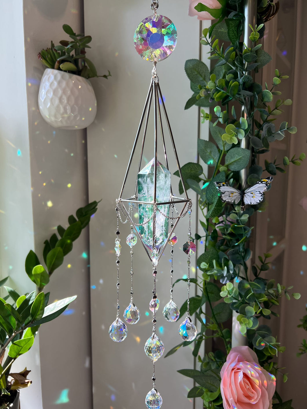 Waterfall ~ Aura Quartz Crystal Suncatcher