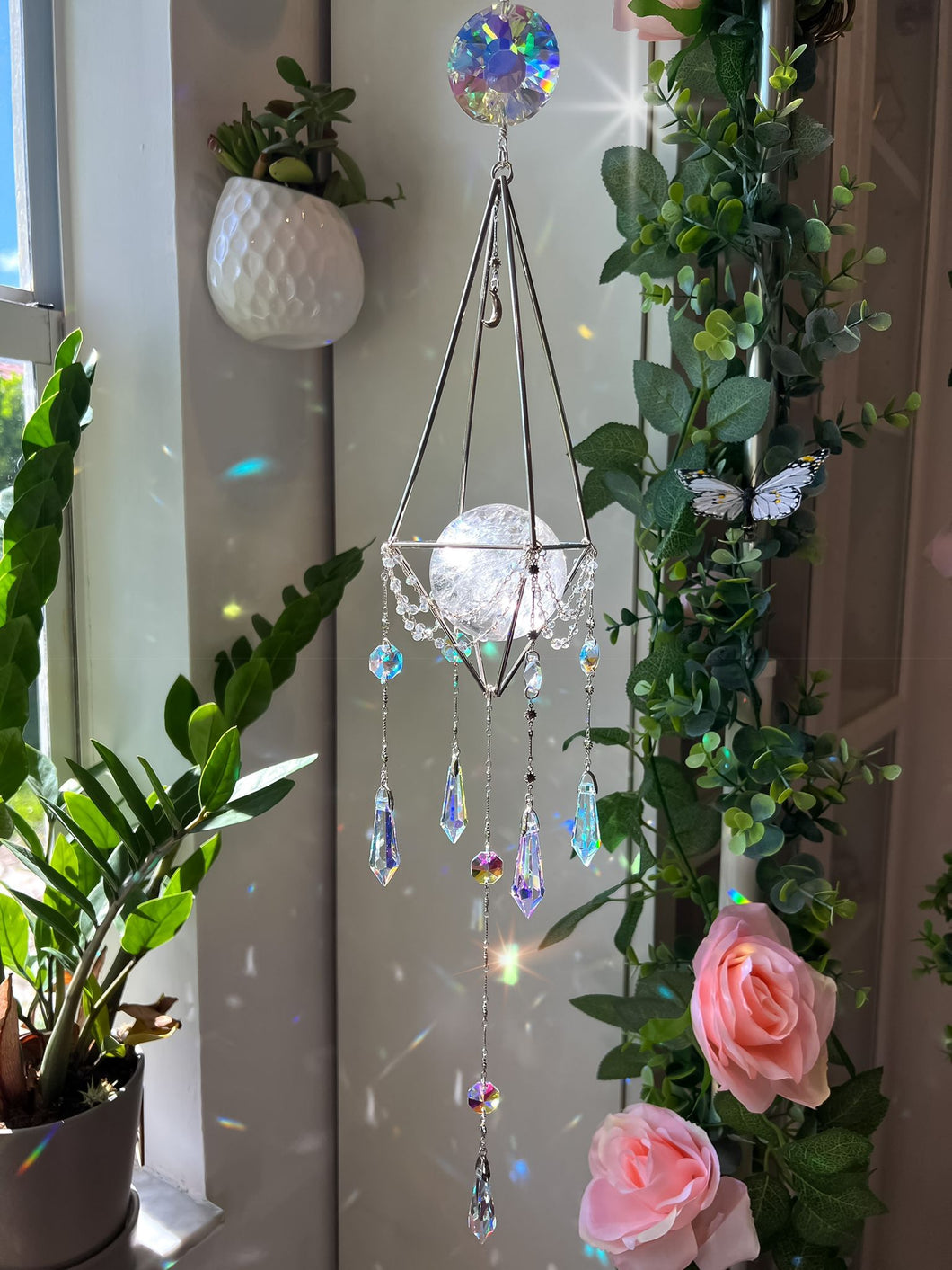 Rain Drop ~ Clear Quartz Crystal Suncatcher